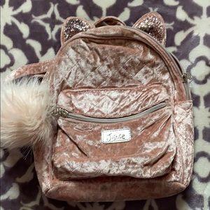 justice velvet backpack